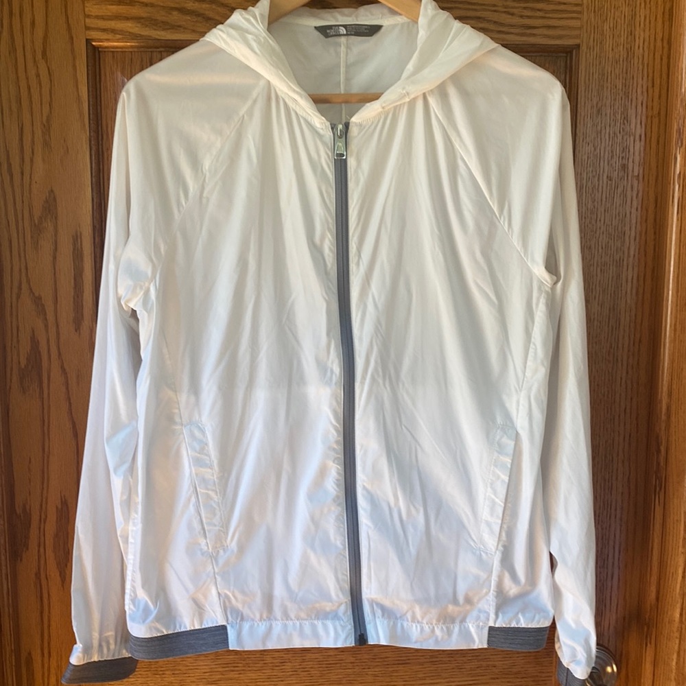 The North Face running jacket, cinchable hood.